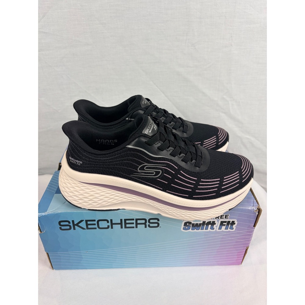 Skechers Hands Free Slip-ins Swift Fit Sneakers Black Purple‎ 179313S Womens 6.5 - Picture 6 of 8
